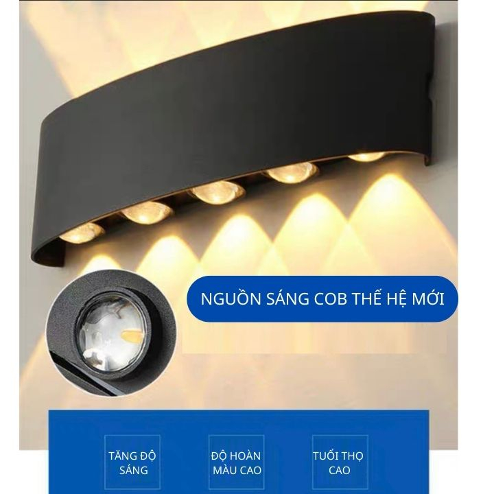 Đèn hắt tường 2 đầu trang trí gắn treo tường  phòng ngủ cầu thang ban công tròn vuông nhiều tia