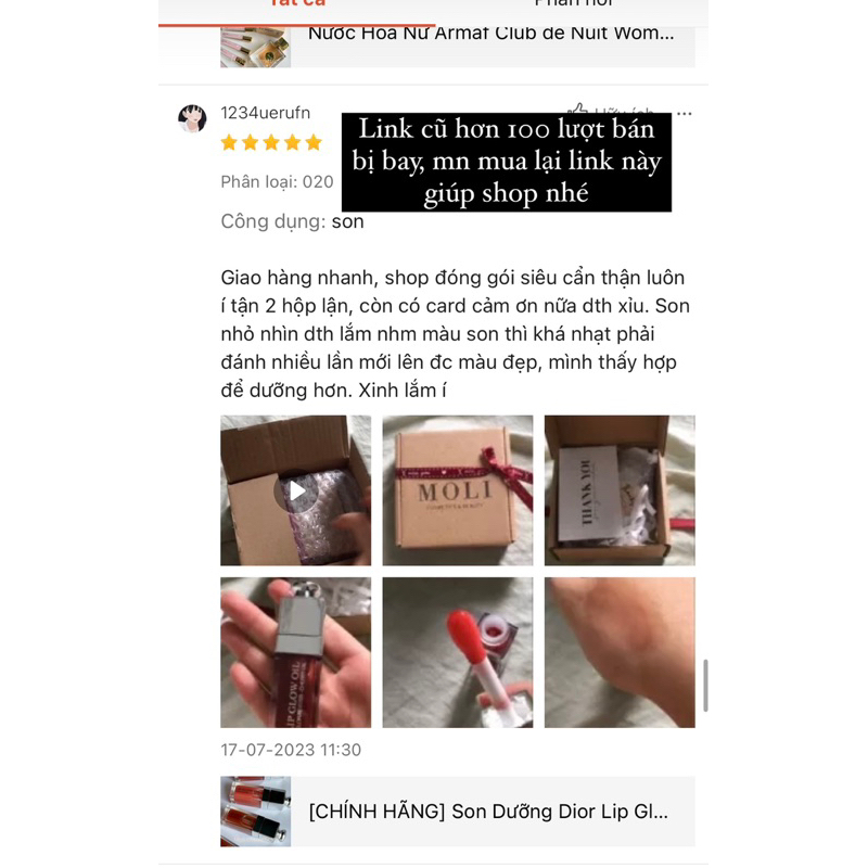 Son dưỡng Di or Lip Glow Oil Fullsize, nobox, các màu 001, 004, 012, 020, 030