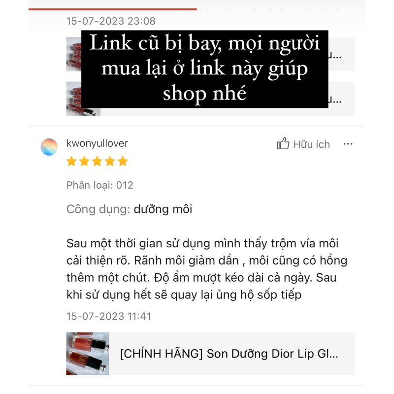 Son dưỡng Di or Lip Glow Oil Fullsize, nobox, các màu 001, 004, 012, 020, 030