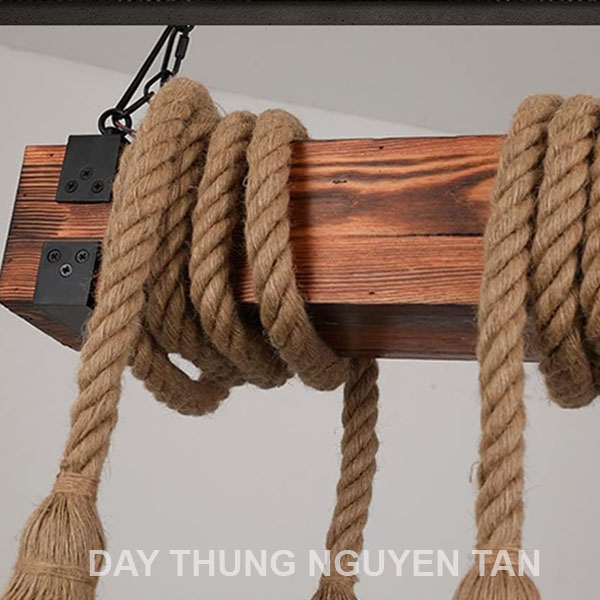 Đèn Gỗ Dây Thừng treo trang trí Decor - Đèn dây thừng Decor phong cách Vintage