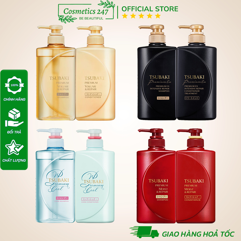 Combo Gội Xả - Dầu Gội Tsubaki Premium Repair Tsubaki (490ml/chai)