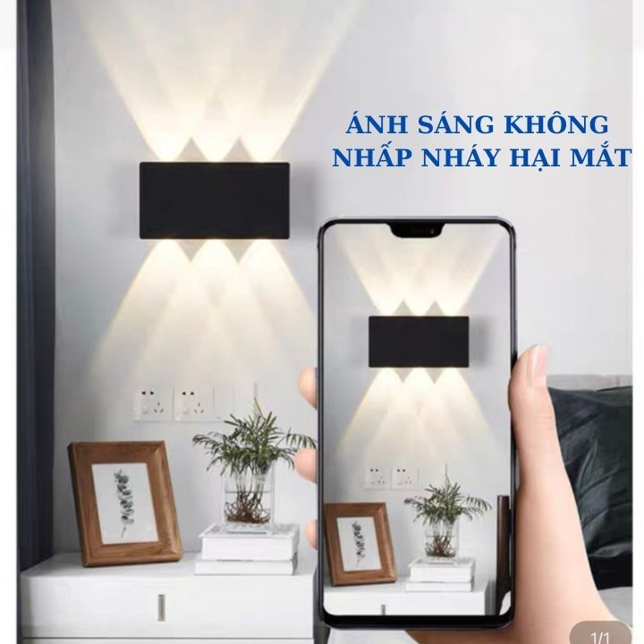 Đèn hắt tường 2 đầu trang trí gắn treo tường phòng ngủ cầu thang ban công tròn vuông nhiều tia smartlife.86