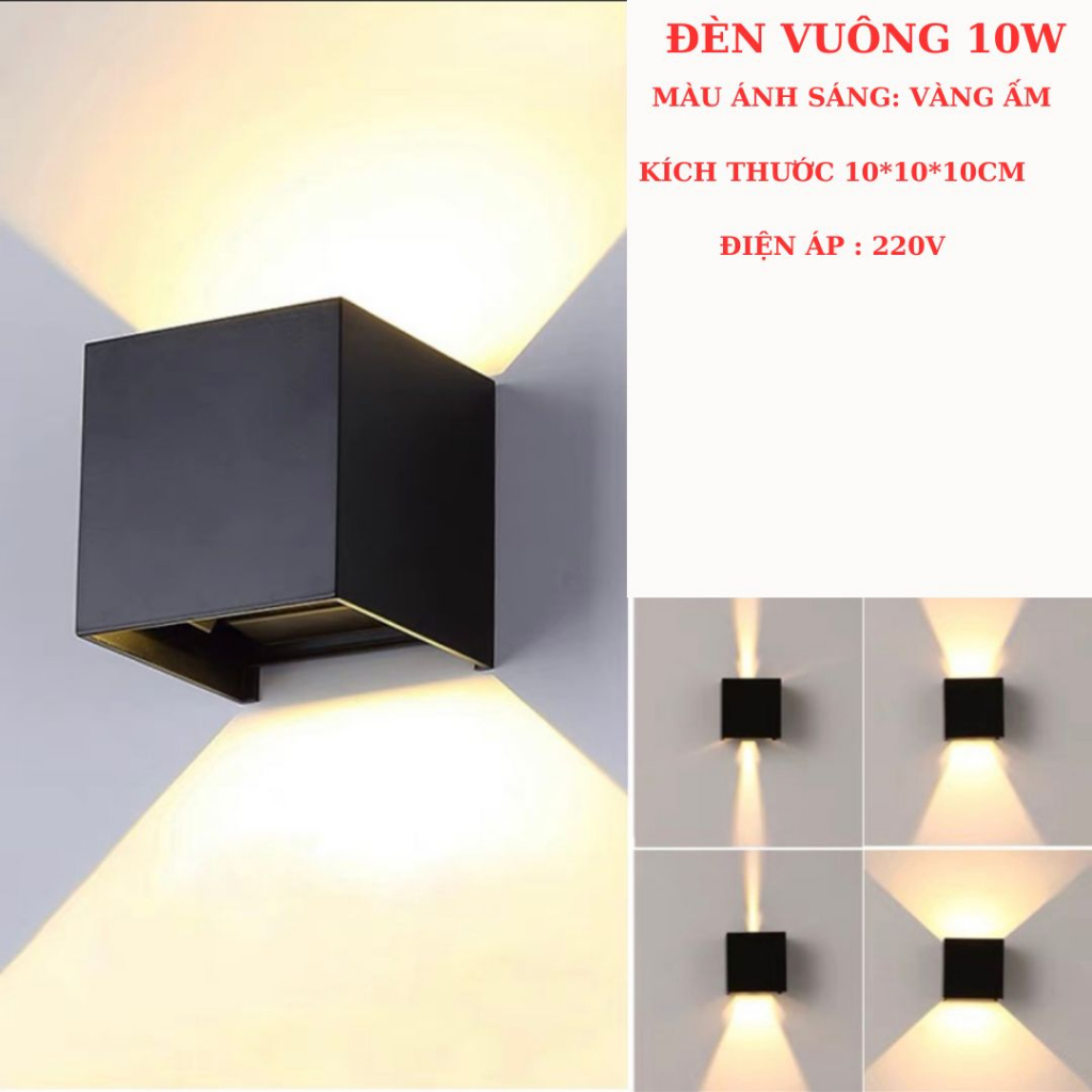 Đèn hắt tường 2 đầu trang trí gắn treo tường phòng ngủ cầu thang ban công tròn vuông nhiều tia smartlife.86