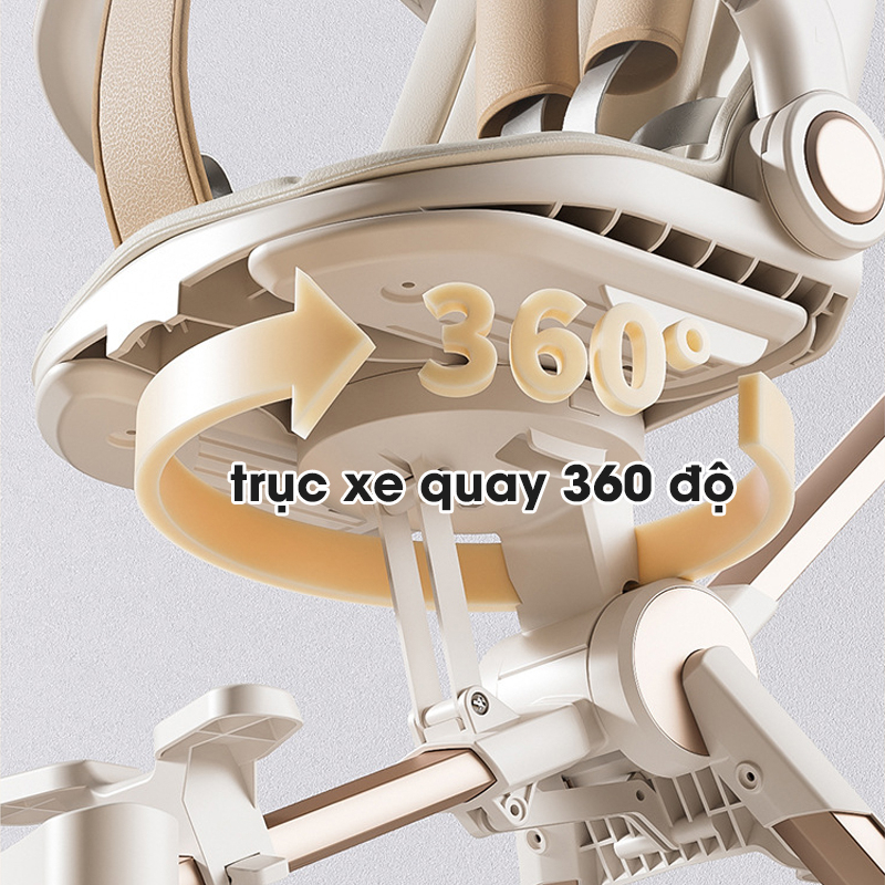 Xe Đẩy Cao Cấp  Khung Xe Hợp Kim Nhôm, Xe Đẩy Xoay 2 Chiều 3 Tư Thế Ngả, Gấp Gọn, Nhẹ, Có Thể Mang Lên Máy Bay