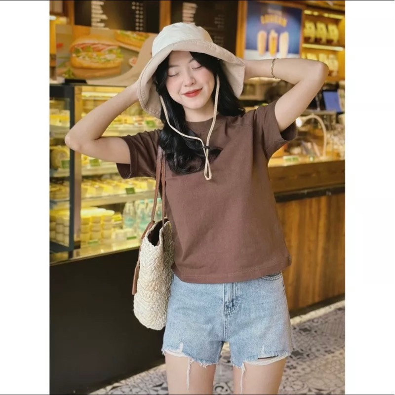 Áo thun baby tee trơn cộc tay cổ tròn dáng ôm BABY TEE cotton khô co giãn PANOSI - A6