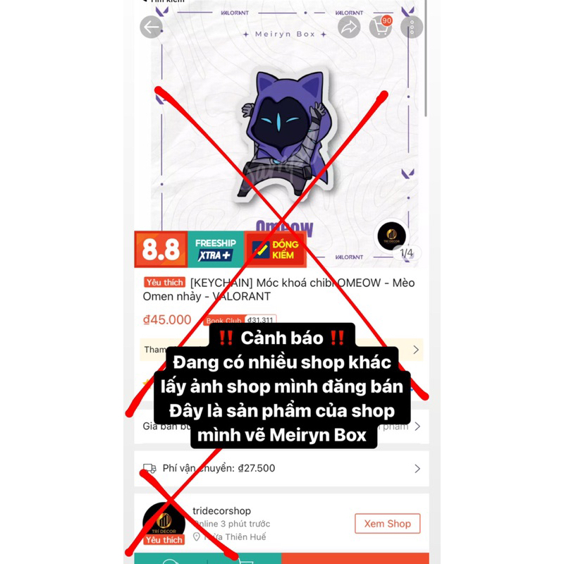 Móc khoá chibi OMEOW - Mèo Omen - VALORANT - Meiryn Box