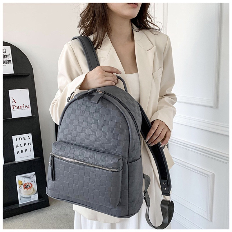 MASON BACKPACK XÁM - Balo DA PU CAO CẤP đi học , đi làm
