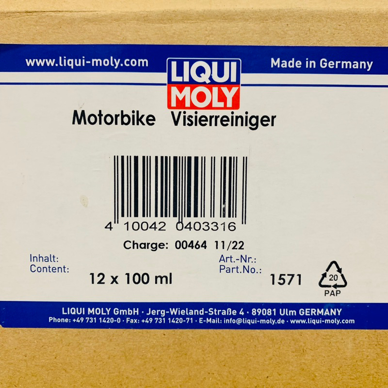 Chai Xịt Vệ Sinh Kính Mũ Bảo Hiểm Liqui Moly Motobike Visor Cleaner 1571 - 100ML Made in Germany