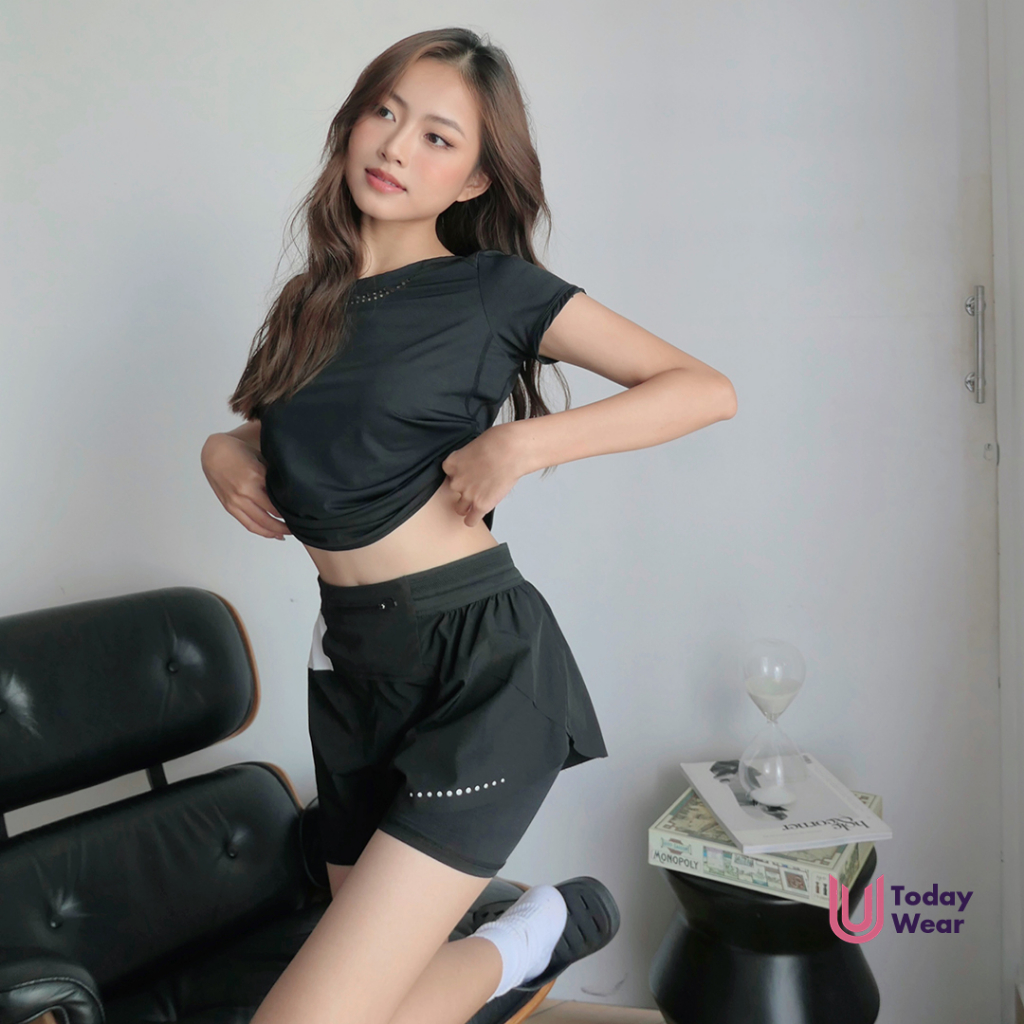 Quần đùi thể thao sọc gym yoga Basic short Today U Wear