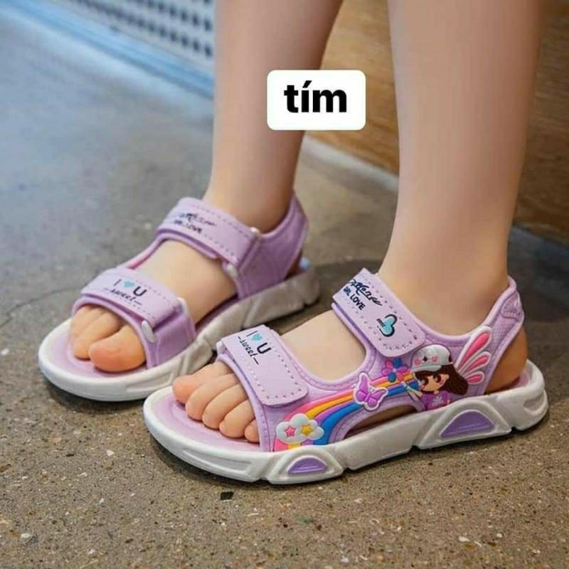 Dép sandal cao su quai hậu cho bé gái mùa hè hình công chúa Girl love
