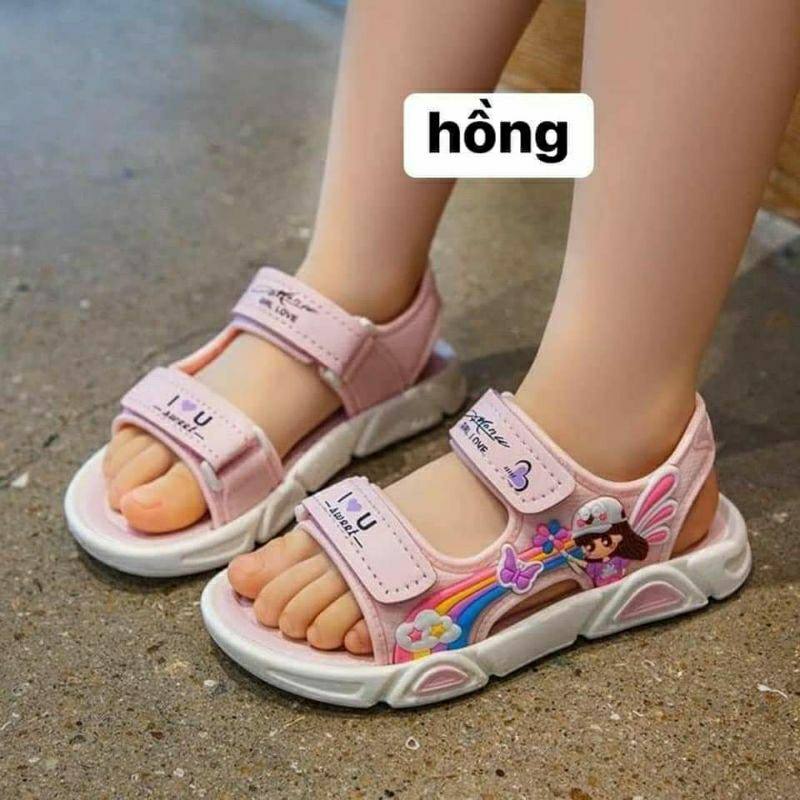 Dép sandal cao su quai hậu cho bé gái mùa hè hình công chúa Girl love