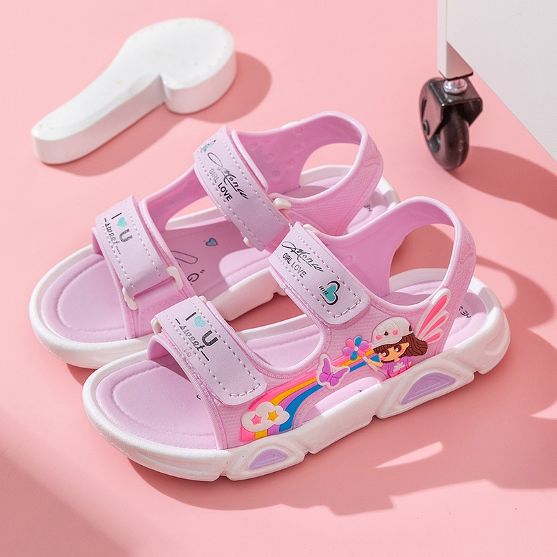 Dép sandal cao su quai hậu cho bé gái mùa hè hình công chúa Girl love