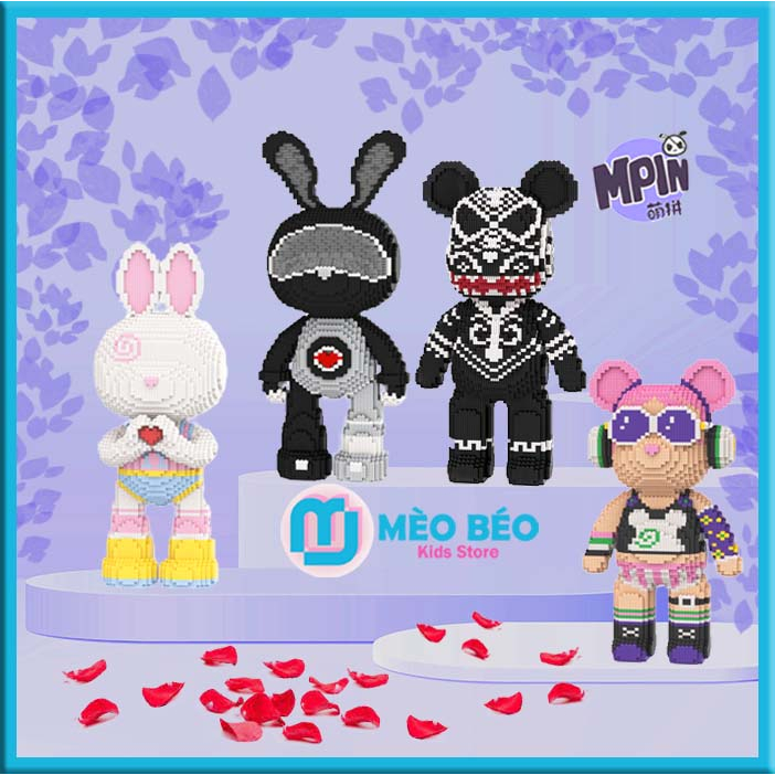 Đồ chơi lắp ráp Gấu Bearbrick dễ thương, Bộ lắp ráp Thỏ Momo Mpin - Mèo Béo Kids Store