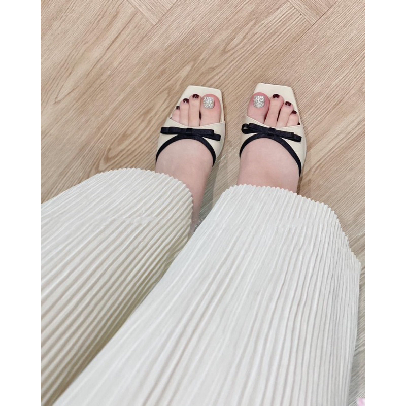 D3 Dép,guốc đính nơ kép,gót 5p,đủ size từ 35 đến 40 BIGSIZE