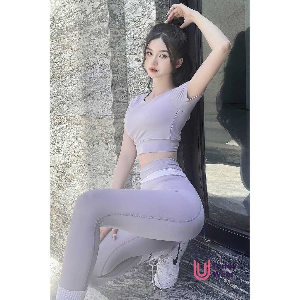 Áo tập bra gym yoga thể thao nữ Grace ngắn tay màu trơn Today U Wear