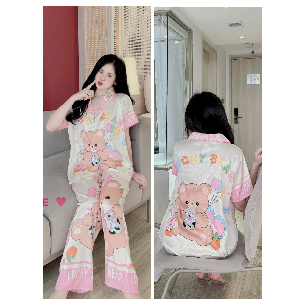 Pijama nữ bigsize tay dài vải Gấm Xước  hàng thiết kế