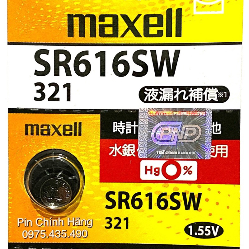 Pin Đồng Hồ SR616SW SR616 321 Maxell Chính Hãng Vỉ 1 Viên Made in Japan