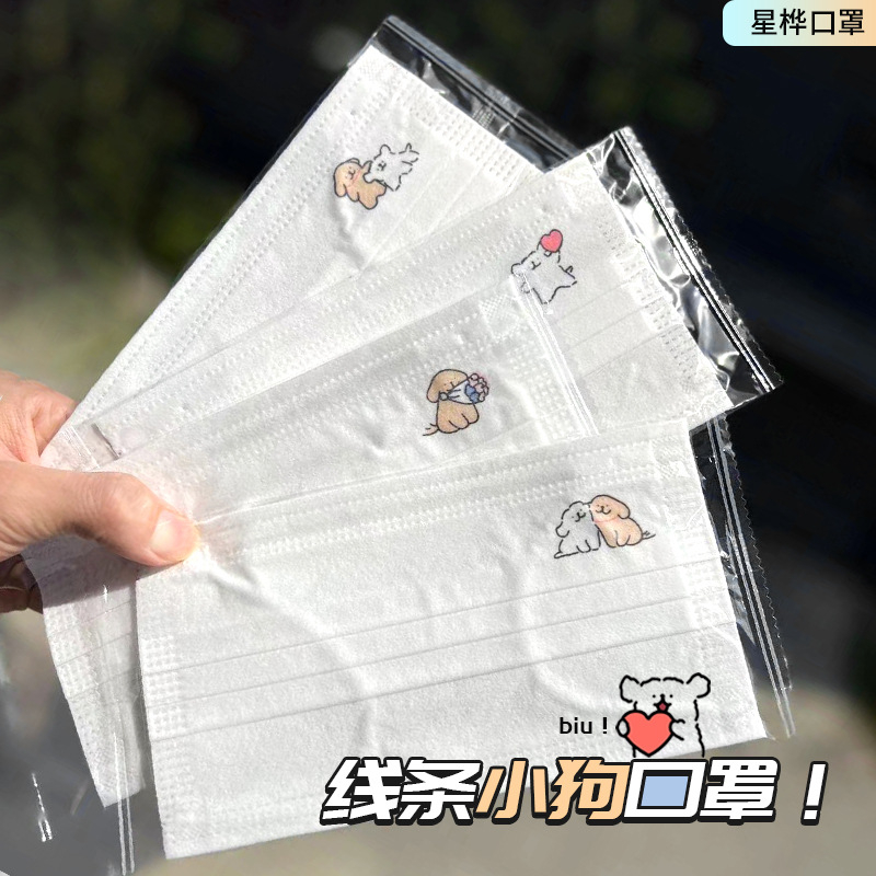 Khẩu trang hình họa tiết đơn giản nhẹ nhàng đáng yêu cute, vải lụa mềm mịn thoáng mát khi sử dụng