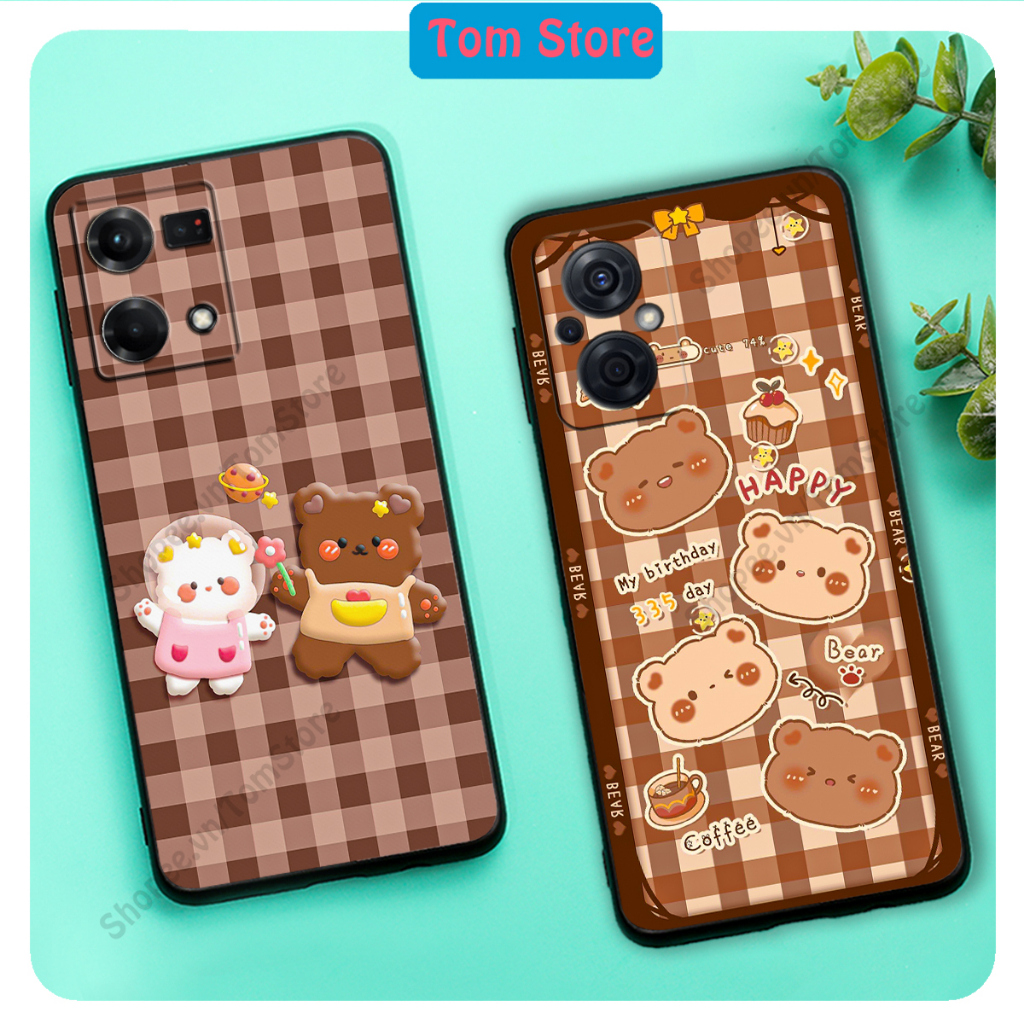 Ốp lưng Oppo Reno 8 4G / Reno 8Z 5G / Reno 8 5G in hình gấu bear, gấu nâu đáng yêu,ốp lưng chống sốc, bền đẹp