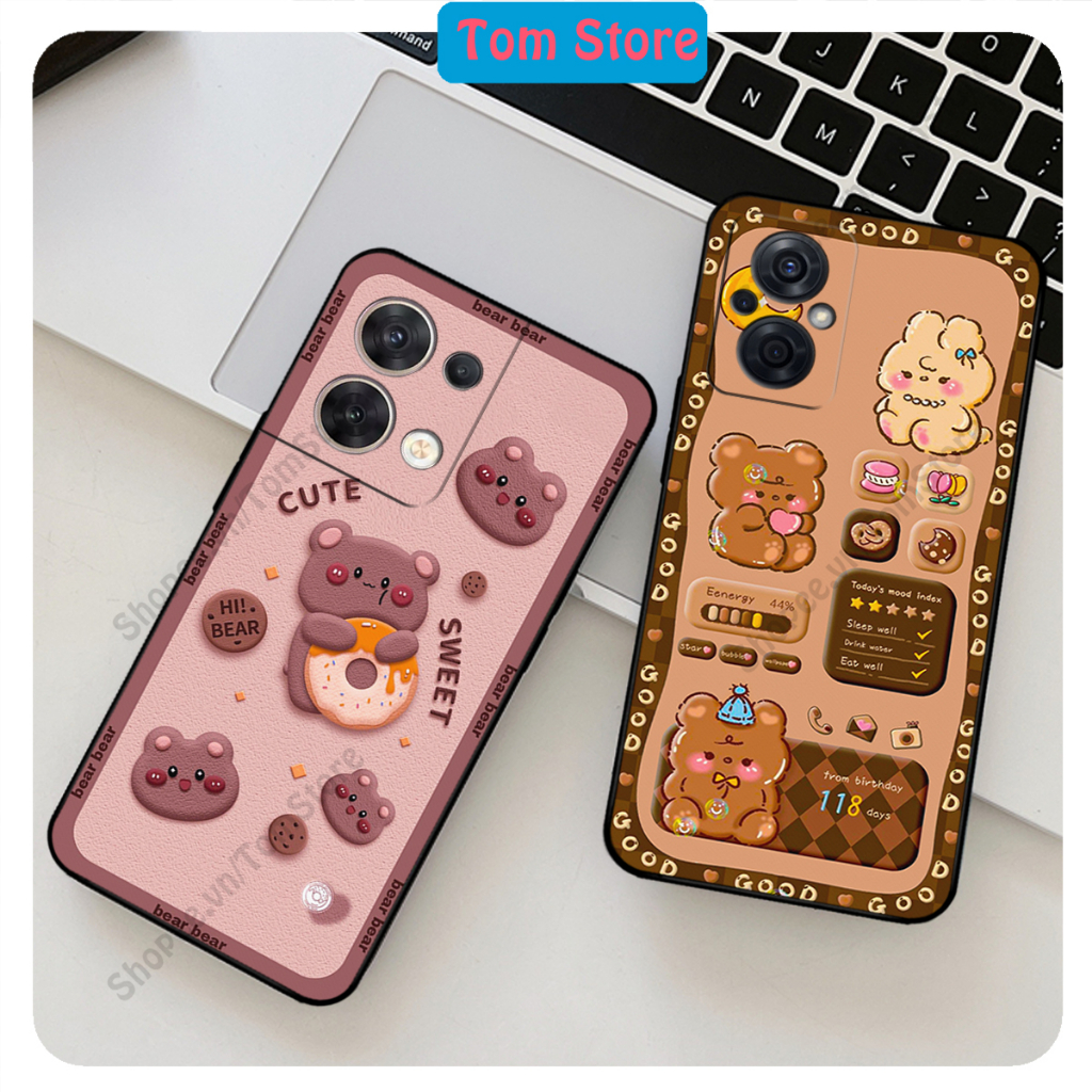 Ốp lưng Oppo Reno 8 4G / Reno 8Z 5G / Reno 8 5G in hình gấu bear, gấu nâu đáng yêu,ốp lưng chống sốc, bền đẹp