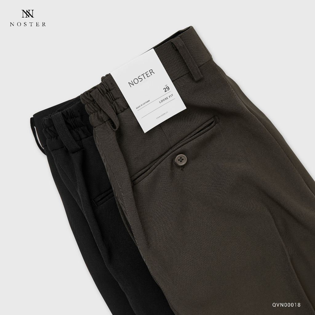 Quần vải dáng suông, rộng rãi, chất vải dầy dặn, cạp chun 2 bên hông - Thương hiệu NOSTER mã QVN00018