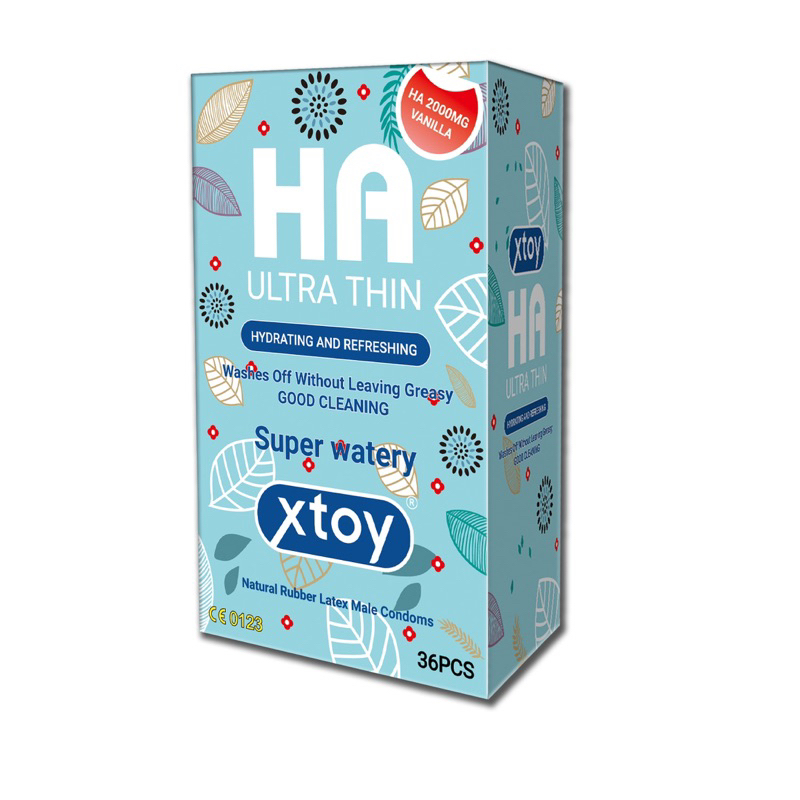 Bao cao su XTOY HA Ultra thin, siêu mỏng, siêu nhiều bôi trơn 2000mg gốc nước, hộp 36 bcs