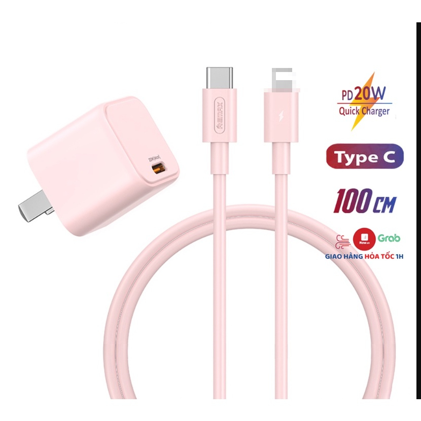 Bộ củ cáp dây sạc nhanh đầy 50% pin chỉ trong 30 phút chuẩn PD 20W Remax cho IP 7 8 X XR XS 11 12 13 14