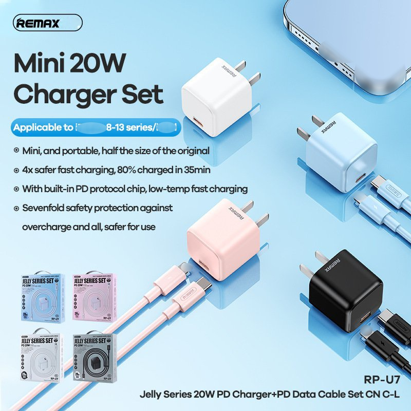 Bộ củ cáp dây sạc nhanh đầy 50% pin chỉ trong 30 phút chuẩn PD 20W Remax cho IP 7 8 X XR XS 11 12 13 14