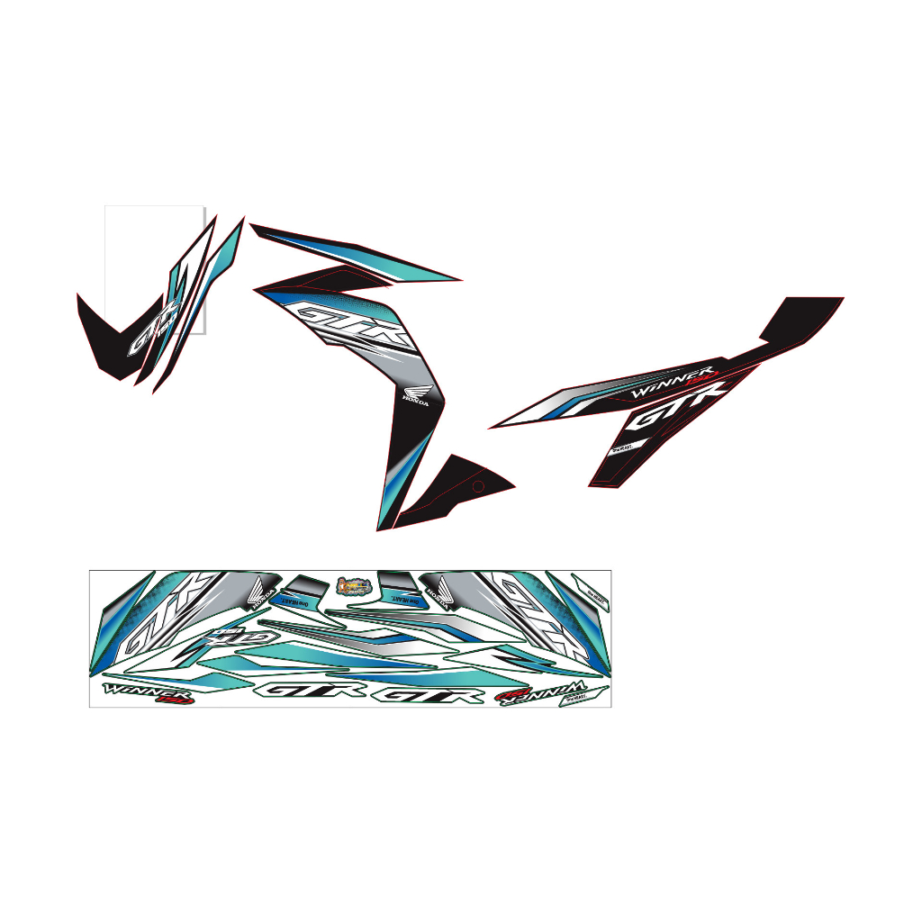 Tem Rời Winner mẫu GTR màu đen xanh trắng xám