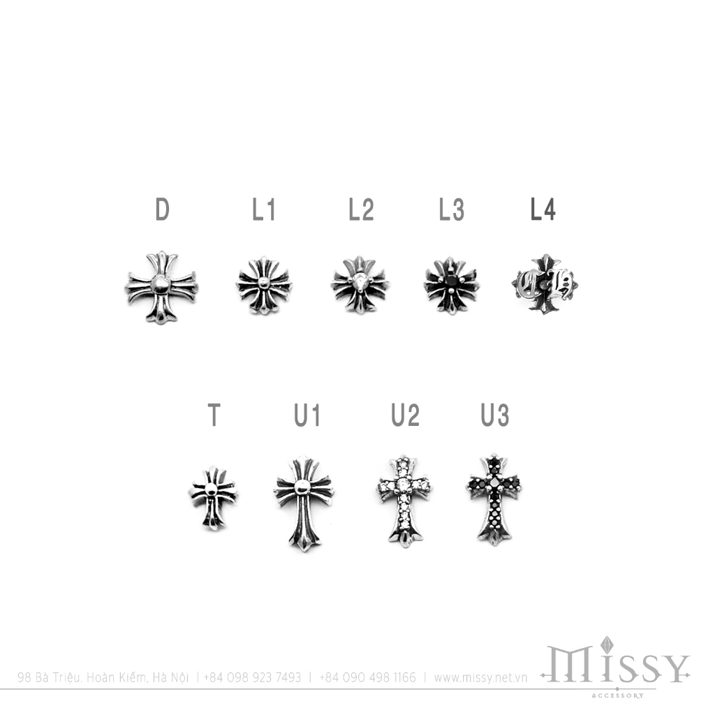 Khuyên tai Chrome Heart Bạc S925