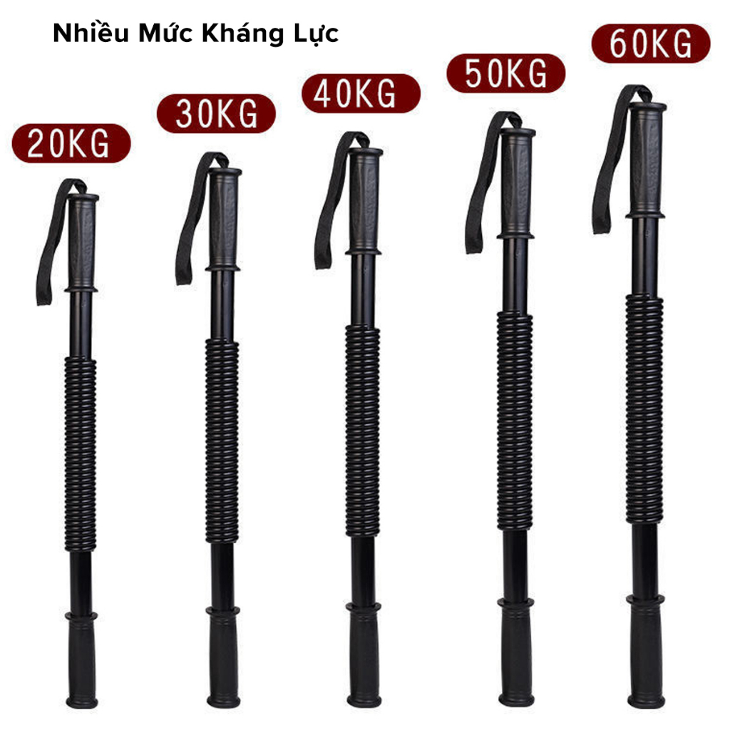 Gậy Bẻ Tập Cơ Tay Ngực Vai, Thanh Lò Xo Đàn Hồi Cao Cấp Lực Bẻ 20kg 30kg 40kg 50kg 60kg Gym Thể Dục Tại Nhà Hãng Amalife