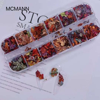 Set giấy bạc vụn trang trí móng 12 ô và 6 ô tone đỏ đất sét - Kitty Nails Supply