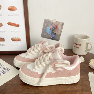 Giày thể thao nữ dây thừng mũi tròn chất da đẹp xịn không bong tróc chính hãng FUERSEN FULL BOX Kich Shoes