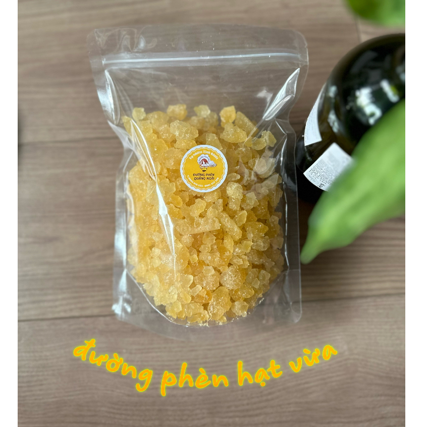 Combo 2kg đường phèn vàng quảng ngãi hạt mịn hạt vừa hạt to làm từ mật mía nguyên chất nhà là