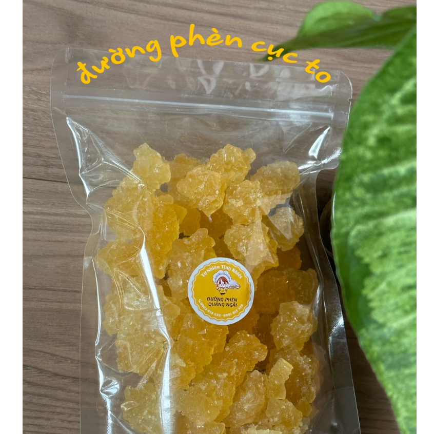 Combo 2kg đường phèn vàng quảng ngãi hạt mịn hạt vừa hạt to làm từ mật mía nguyên chất nhà là