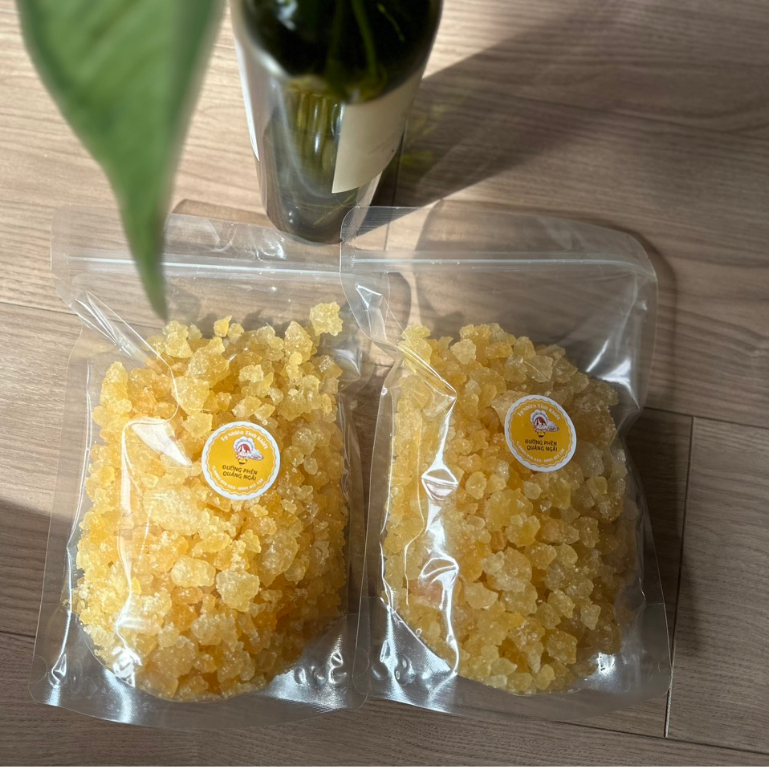 Combo 2kg đường phèn vàng quảng ngãi hạt mịn hạt vừa hạt to làm từ mật mía nguyên chất nhà là