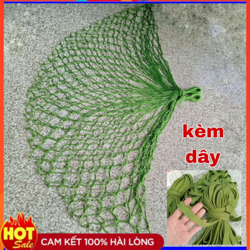 Kèm 3 Mét Dây - Võng Lưới Đan Tay Làm Bằng Sợi Dây Dù Bóng Đẹp Rất Chắc Chắn, Võng Du Lịch Dã Ngoại Nằm Ngoài Trời