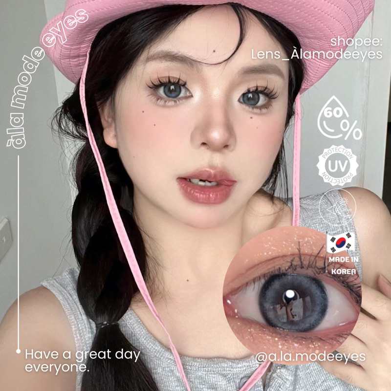 Lens xanh dương tro viền