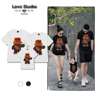 Áo thun gia đình cho bố mẹ và bé trẻ em unisex form rộng chất cotton đi chơi  Gấu L66đủ size từ 8-110kg GD128