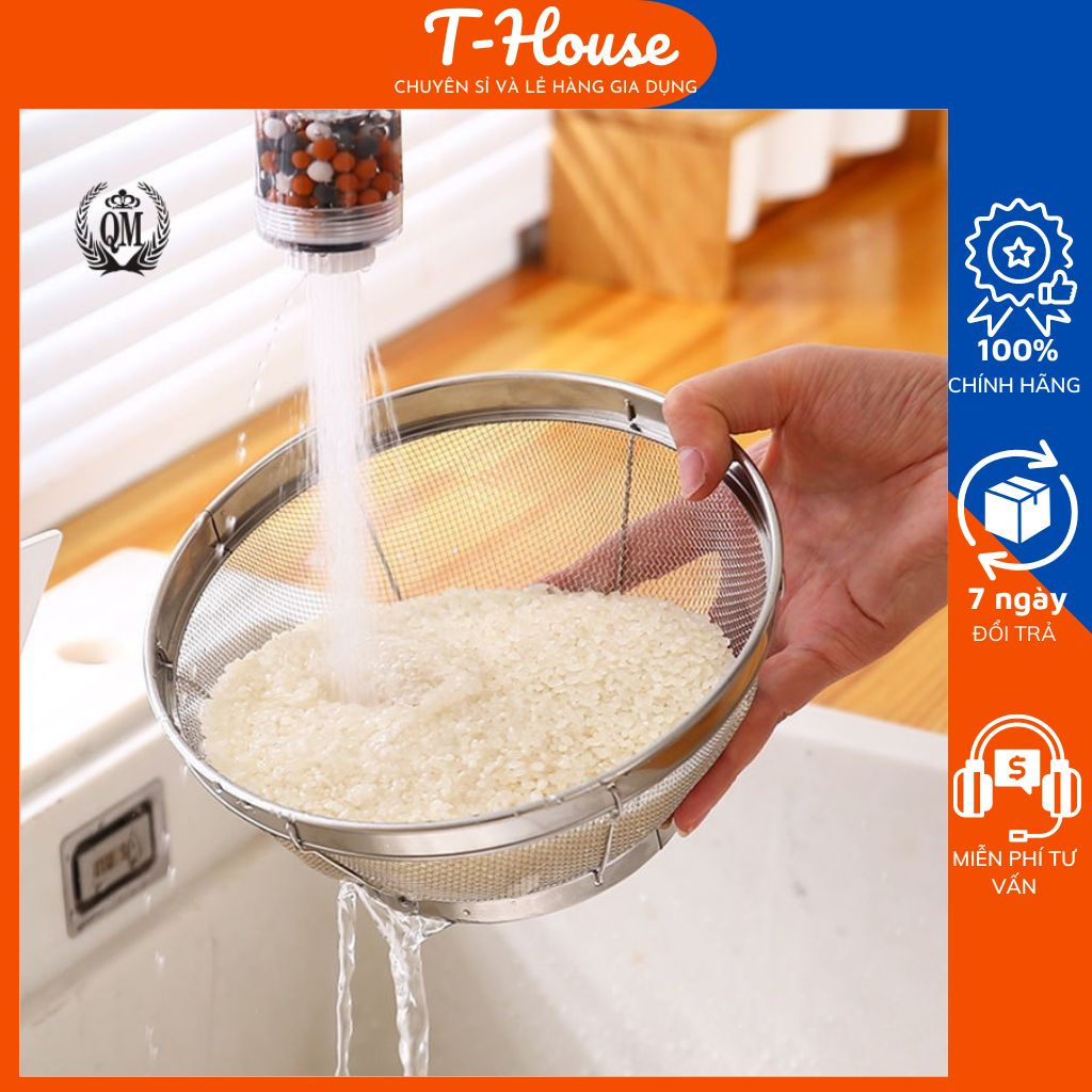 Rổ lưới đai inox vo gạo KHÔNG GỈ cao cấp tiện lợi
