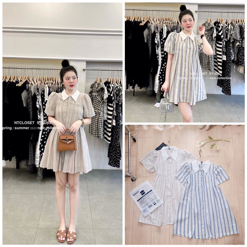 ⚡BÁN SỈ⚡DAM002- Đầm lẻ ly ngực phối cổ trắng