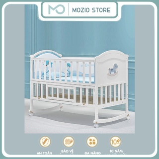 Nôi cũi giường Umoo 2 tầng,cũi gỗ thông 5in1 đa năng cho bé 3 tặng kèm màn và bánh xe Mozio
