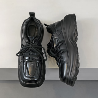 Giày da nam HOMME Sneaker dây buộc đế chunky cao 5cm phối streetwear 3311-R