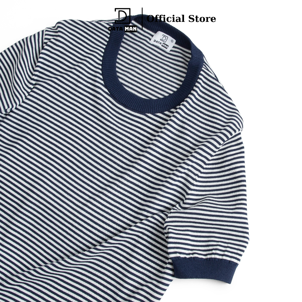 Áo thun len Mongtoghi dệt kim nam kẻ ngang DATAMAN - LCT2315