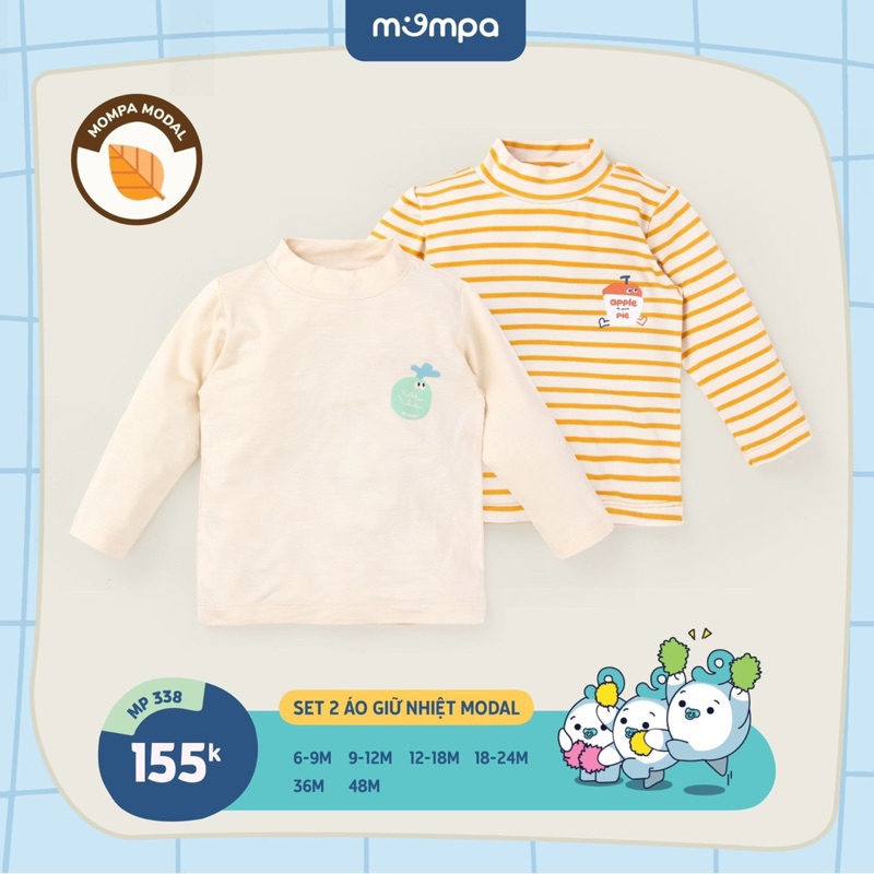 Set 2 áo giữ nhiệt cho bé trai bé gái hãng mompa