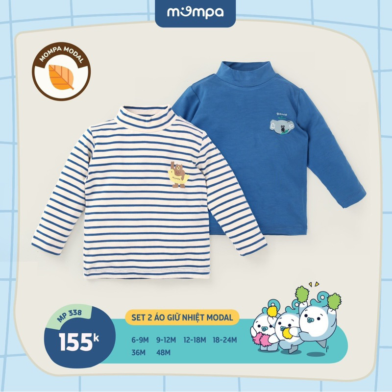 Set 2 áo giữ nhiệt cho bé trai bé gái hãng mompa
