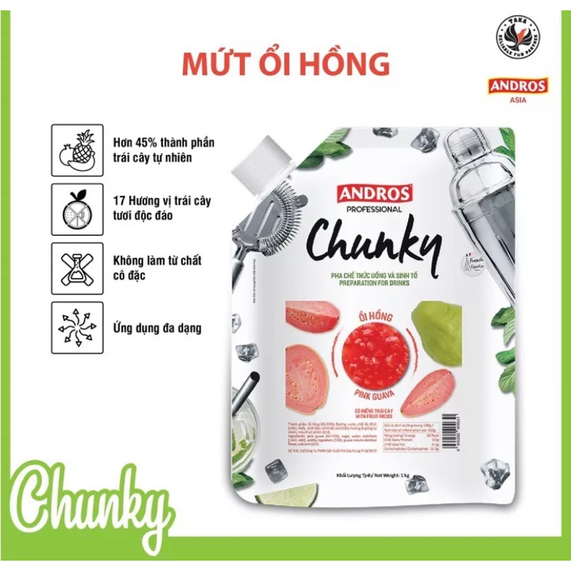 Mứt trái cây chunky các vị ( ổi,dâu, xoài,kiwi,việt quất,đào)