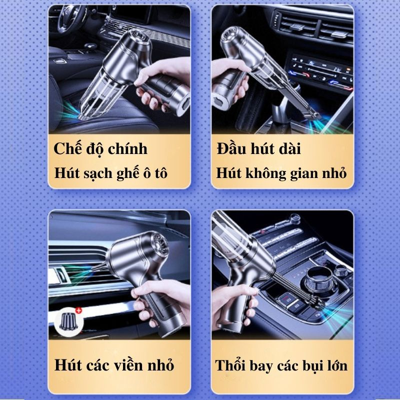 Máy hút bụi không dây Suitu máy hút bụi cầm tay dùng cho xe hơi lực hút mạnh chuyên hút bụi mịn bảo vệ không khí cho xe