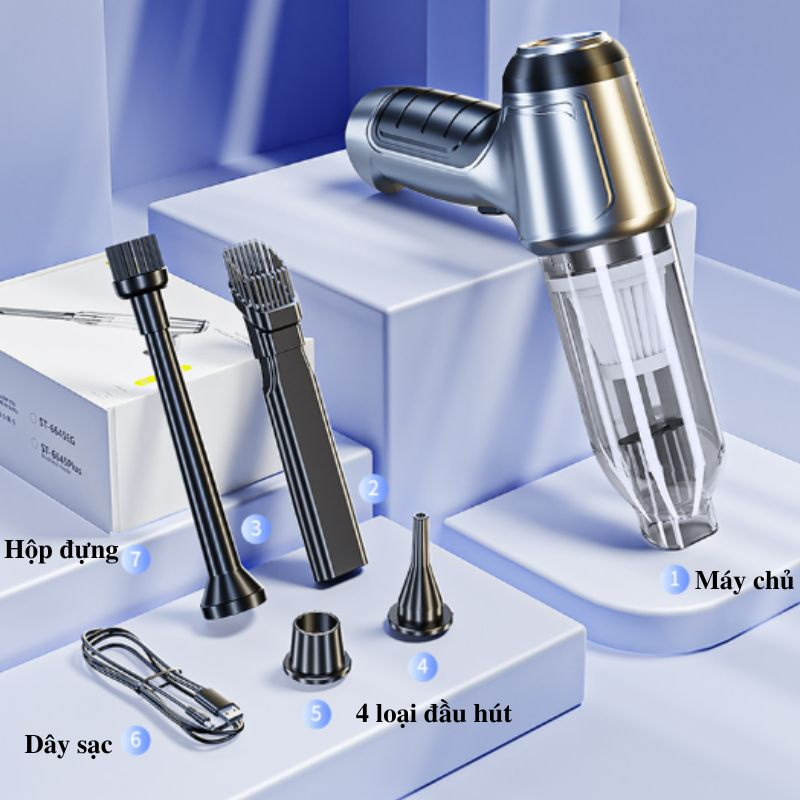 Máy hút bụi không dây Suitu máy hút bụi cầm tay dùng cho xe hơi lực hút mạnh chuyên hút bụi mịn bảo vệ không khí cho xe