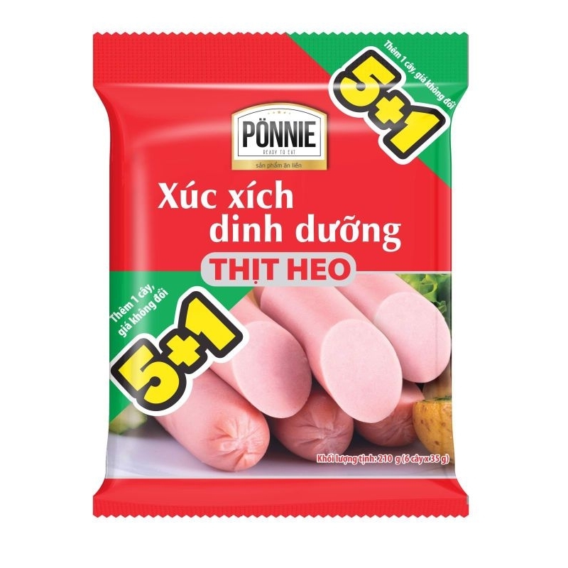 Xúc Xích Dinh Dưỡng Thịt Heo PONNIE 198Gram  DATE GIAO MỚI